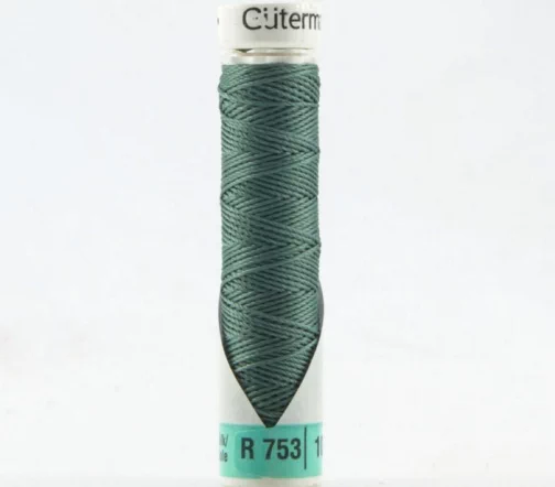 Нить Silk R 753 для фасонных швов, 10м, 100% шелк, цвет 553 св.серо-зеленый, Gutermann 703184