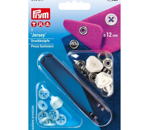390611 Кнопки Джерси "Имитация стежка", цвет синий, 12 мм, 7 шт., Prym