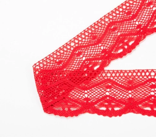 Мерсеризованное кружево IEMESA, ширина 58 мм, цвет красный