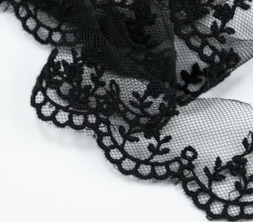 Кружево IEMESA (вышивка на тюле), ширина 25 мм, цвет черный