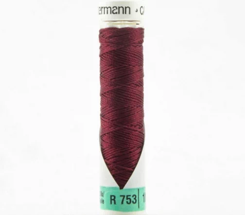 Нить Silk R 753 для фасонных швов, 10м, 100% шелк, цвет 370 т.бордовый, Gutermann 703184
