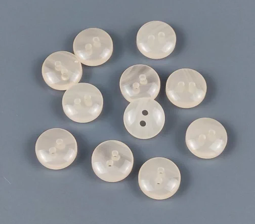Пуговицы, Union Knopf, "Круглые, дымчатые", 2 отверстия, пластик, цвет бежево-молочный, 12 мм