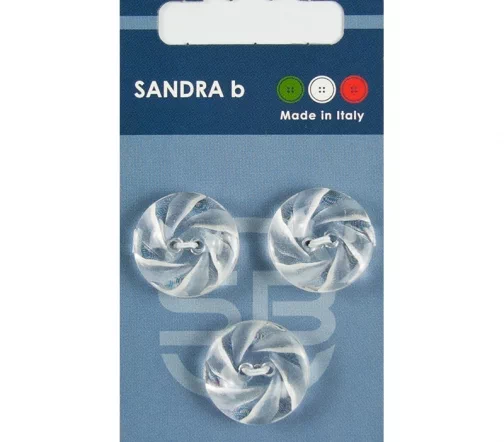Пуговицы Sandra, 19 мм, 2 отв., пластик, 3 шт., прозрачный, CARD023