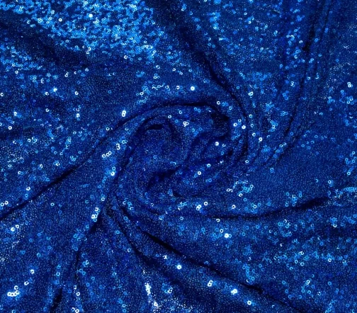 Ткань с пайетками, цвет синий, 01306-6