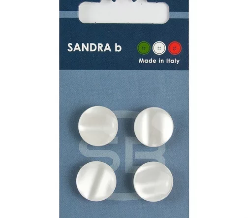 Пуговицы Sandra, на ножке, 15 мм, пластик, 4 шт., белый перламутровый, CARD007