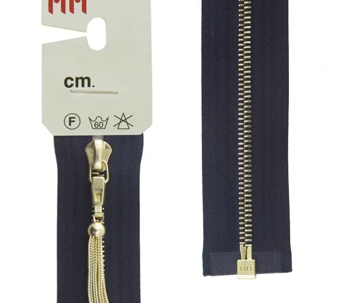 Молния RiRi металл, Go, слайдер Zuff, 4 мм, разъёмная 1 замок, 60 см, цвет 2627, темно-синий