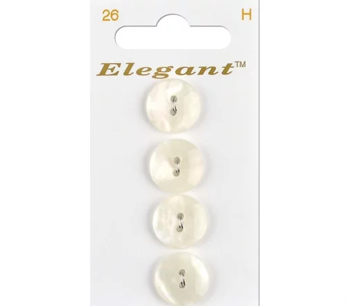 Пуговицы, Elegant, арт. 026 H, 2 отв., 16 мм, пластик, 4 шт.