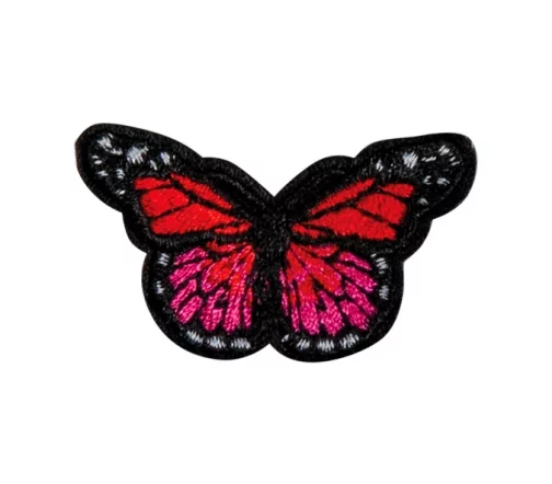 Термоаппликация HKM "Бабочка розово-красно-черная малая", 4,2 х 2,6 см
