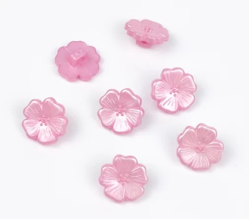 Пуговица Цветок, на ножке, пластик, цв. розовый, 15 мм