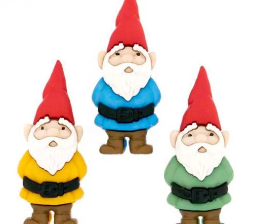 Декоративные пуговицы Dress It Up "Садовые гномы", 16х38 мм, 5 шт., 7696