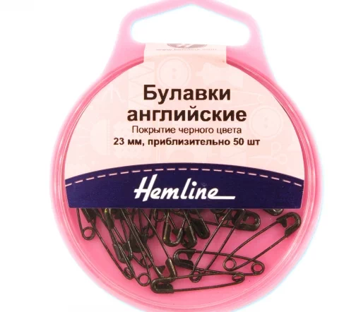 414.00 Булавки английские, металл, 23 мм, 50 шт., цвет черный, Hemline