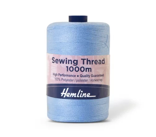 Нить универсальная 40/2, 1000м, 100% п/э, цвет 550 небесно-голубой, Hemline N4124