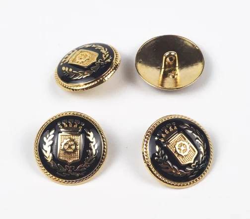Пуговица "Гербовая", на ножке, 23 мм, металл с эмалью, цвет золото/синий