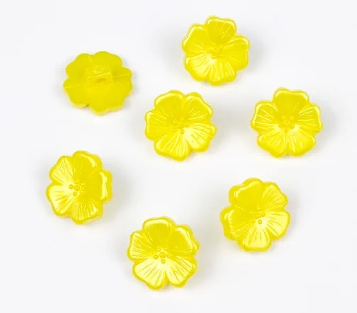 Пуговица Цветок, на ножке, пластик, цв. желтый, 15 мм
