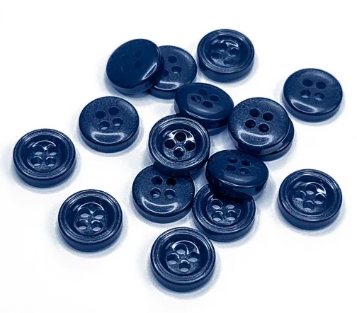 Пуговица рубашечная, 4 отв., 11 мм, пластик, цвет синий, DRN0050-11-225