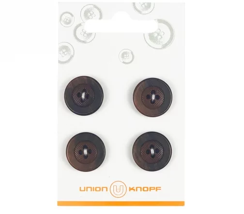 Пуговицы, Union Knopf, 4 отв., пластик, цв. т.коричневый, 18 мм, 4 шт., 81268