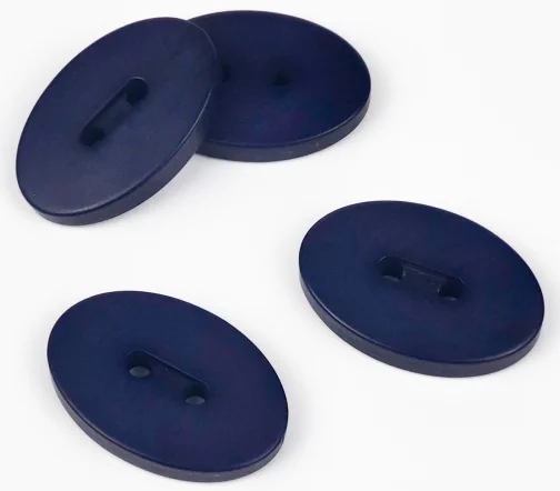 Пуговицы, Union Knopf, "Эллипс, с прорезью", матовые, 2 отв., пластик, цвет темно-синий, 32 мм