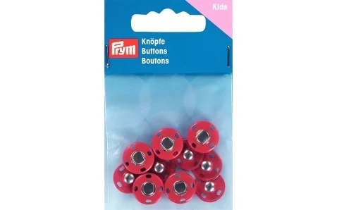 341906 Кнопки пришивные, металл, цвет красный, 14 мм, 5 шт., Prym