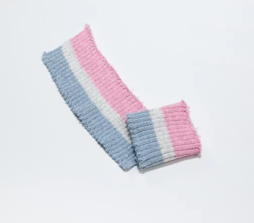 Манжеты трикотаж в полоску, цвет розовый/белый/голубой