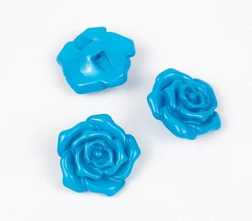 Пуговицы, Union Knopf, "Розочки", пластик, цвет голубой, 25 мм