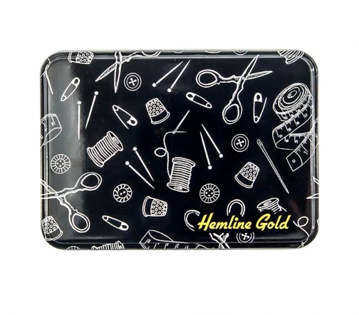 PT.TINS.S.HG Швейный набор в жестяной коробке, размер S 12х8,5х4,3см, цвет черный, Hemline