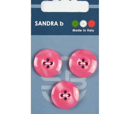 Пуговицы Sandra, 20,5 мм, 4 отв., пластик, 3 шт., темно-розовый, CARD046