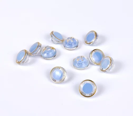 Пуговица Union Knopf, на ножке, пластик, цвет голубой/прозрачный, 11 мм