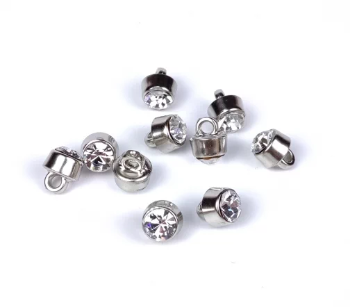 Пуговица DILL с кристаллом, на ножке, пластик, цвет прозрачный/серебро, 8 мм