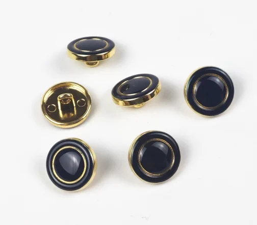 Пуговица, на ножке, металл, цв. золото/синий, 15 мм