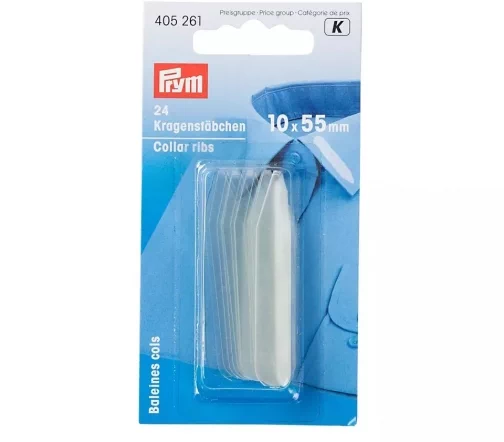 405261 Косточки для воротника, 10x55 мм, прозрачные, 24шт., Prym