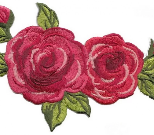 Термоаппликации "Крупные розы с листьями", 14 х 8 см, цвет красный, 2 шт., 569870