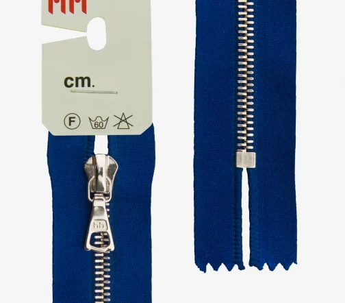 Молния RiRi атласная, металл, неразъём, 4мм 18см, подвеска Flach, цепь Ni, цвет 9603, королевс.синий