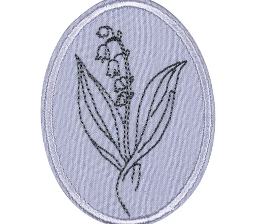Термонаклейка HKM "Ландыш в овале", 5,1 х 6,7 см, цвет лавандовый