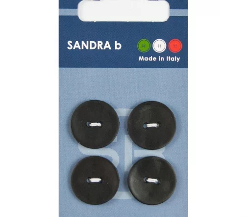 Пуговицы Sandra, 18 мм, 2 отв., пластик, 4 шт., цвет черный, CARD149