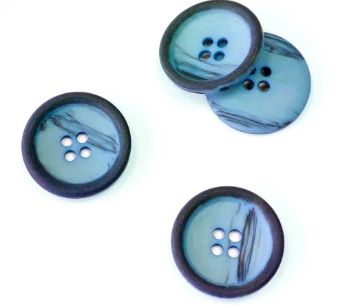 Пуговица Sandra с т-серым ободком, 22 мм, 4 отв., пластик, серо-голубой, 75618-36-4D