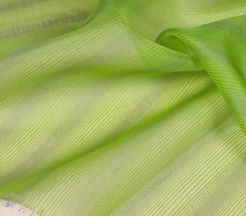 Органза в полоску, цвет зеленый, 53028-2