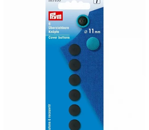 323255 Пуговицы для обтягивания тканью, пластик, 11мм, черный, 6шт, Prym