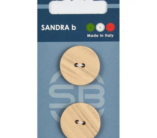 Пуговицы Sandra, 23 мм, 2 отв., пластик, 2 шт., деревянный, CARD240