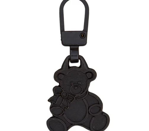 Пуллер для молнии "Мишка", Union Knopf, металл, цв. черный, 40мм