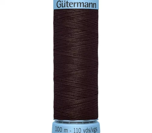 Нить Silk S303 для тонких швов, 100м, 100% шелк, цвет 696 т.шоколад, Gutermann 744590