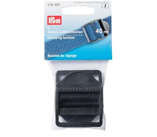 416392 Пряжки регулировочные с фиксатором, 40 мм, пластик, черный, 2 шт., Prym