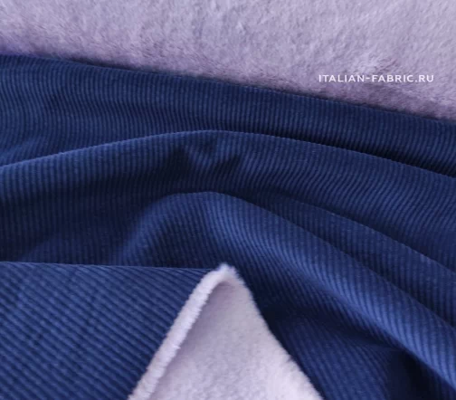 Вельвет с искусственным мехом цвет синий/сиреневый, 1082053-2