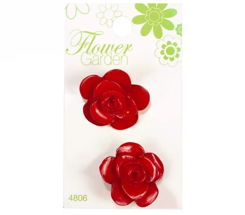 Пуговицы, Flower Garden, арт. 4806, на ножке, 25 мм, пластик, 2 шт., красный