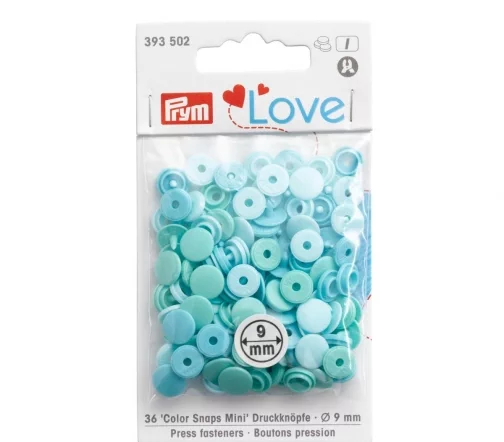 393502 Kнопки Color Snaps Mini Prym Love, мятный цв., 9мм, 36шт, Prym