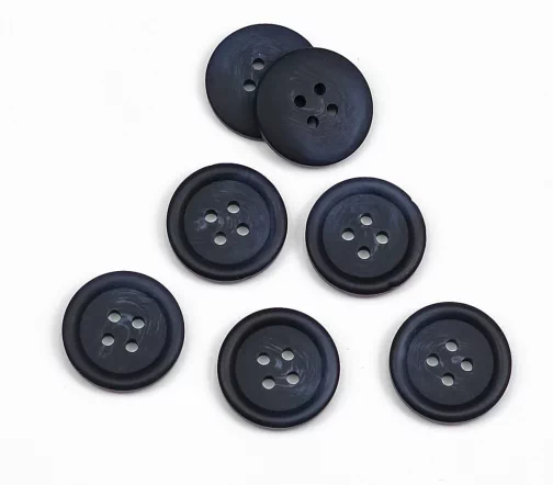 Пуговица, Union Knopf, 4 отв., пластик, цвет темно-синий, 15 мм