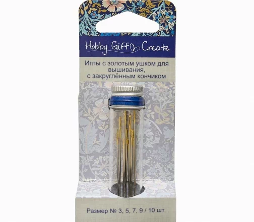 HGC280G.39.01 Иглы ручные для вышивания с закругл. конч., в баночке, №3,5,7,9, 10 шт, Hemline Hobby