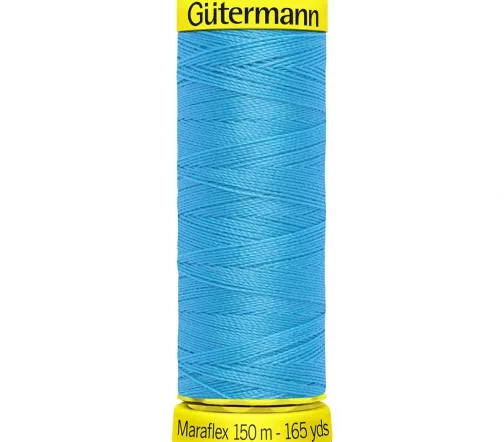 Нить Maraflex для трикотажа, 150м, 100% п/э, цвет 5396 неоновый голубой, Gutermann 777000