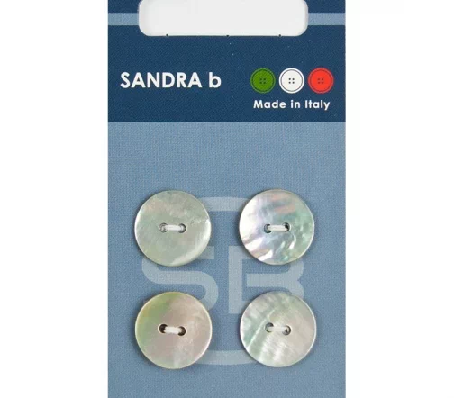 Пуговицы Sandra, 15 мм, 2 отв., нат.перламутр, 4 шт., CARD032