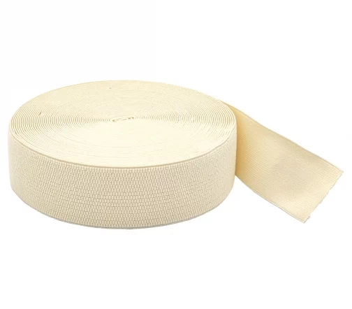 Тесьма эластичная, 6 см, цвет бежевый