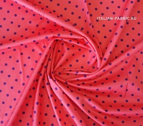 Сатин стрейч "Горошек",фон коралловый, 01534-1